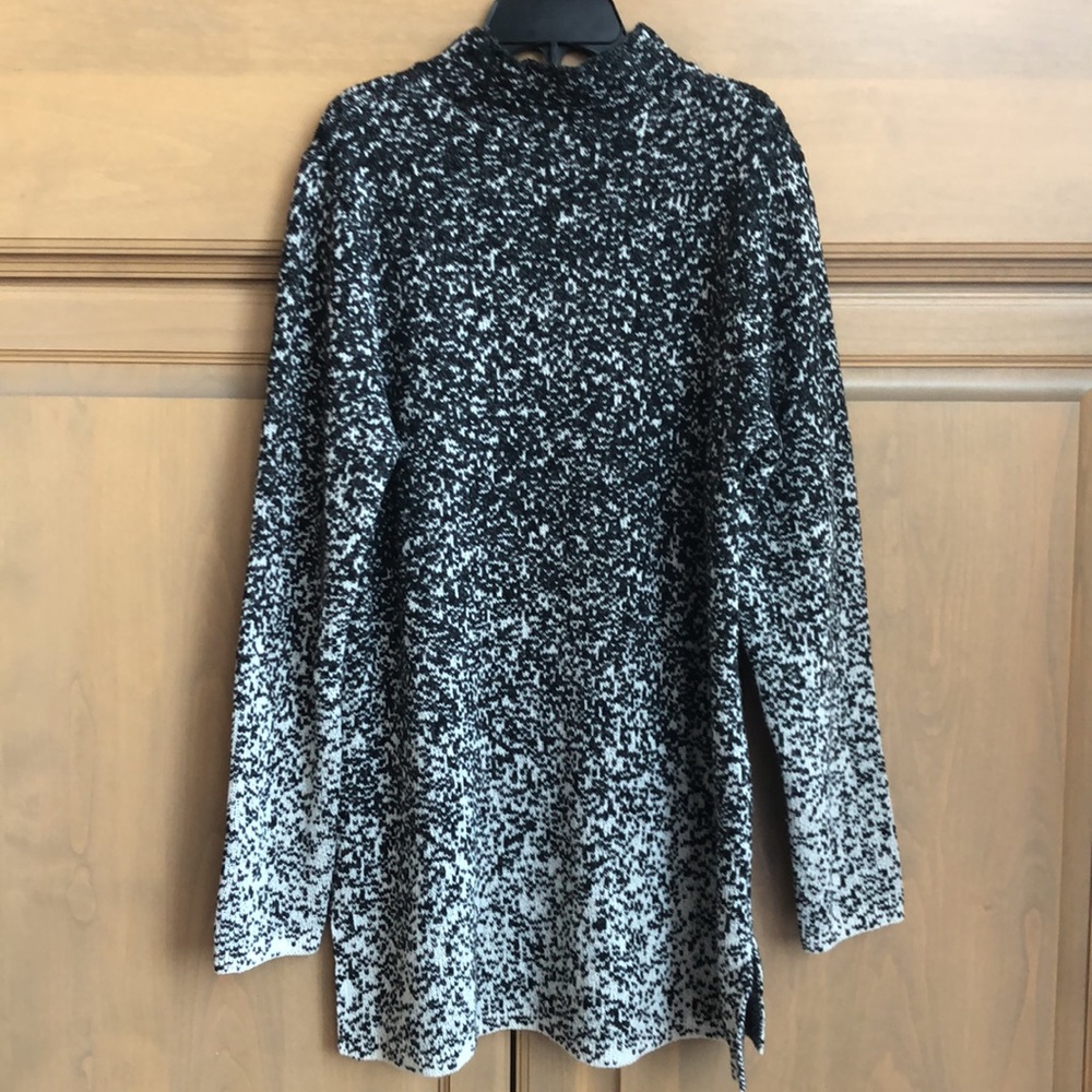 J. Jill mock neck long sleeve speckled gradient ombré knit relaxed sweater dress - Picture 7 of 14